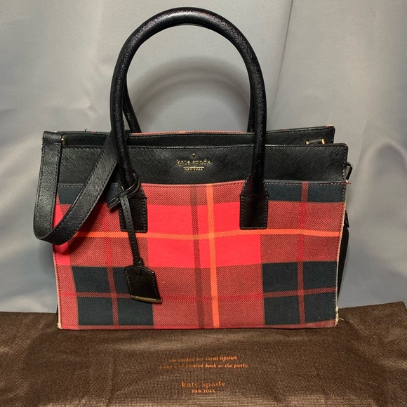 Kate Spade Cameron Street Red Plaid Candace Satchel Handbag - Picture 3 of 14
